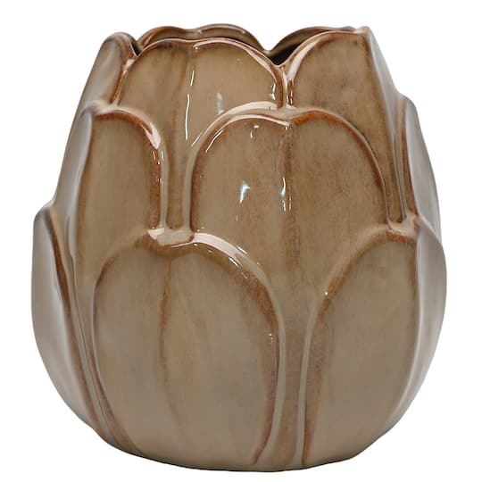 7" Brown Leaf Ceramic Pot by Ashland®